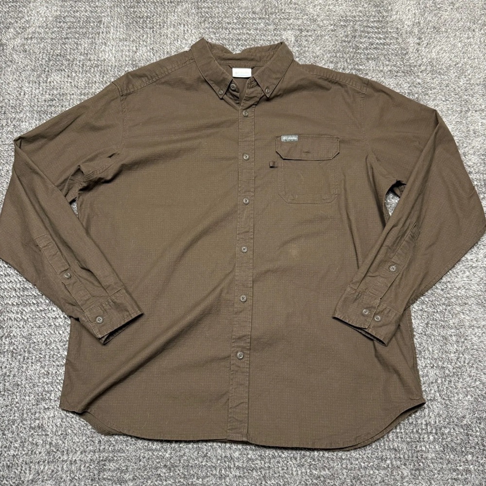 Columbia Mens Button Down‎ Shirt Long Sleeve XL Brown Outdoor Hiking